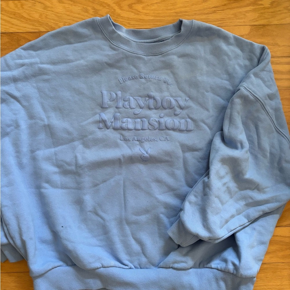 PLAYBOY Blue Crewneck Sweater with Embossed Logo